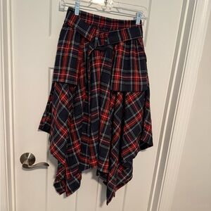 Chic Asymmetrical Plaid Skirt - Red and Black